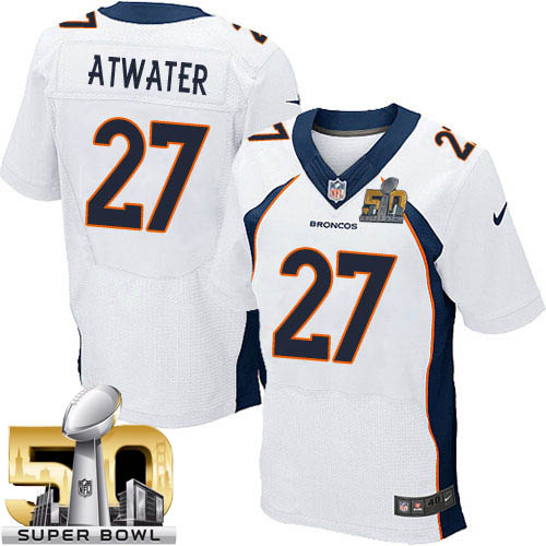 Men's Elite Steve Atwater Super Bowl L Nike Jersey White Road - #27 NFL Denver Broncos